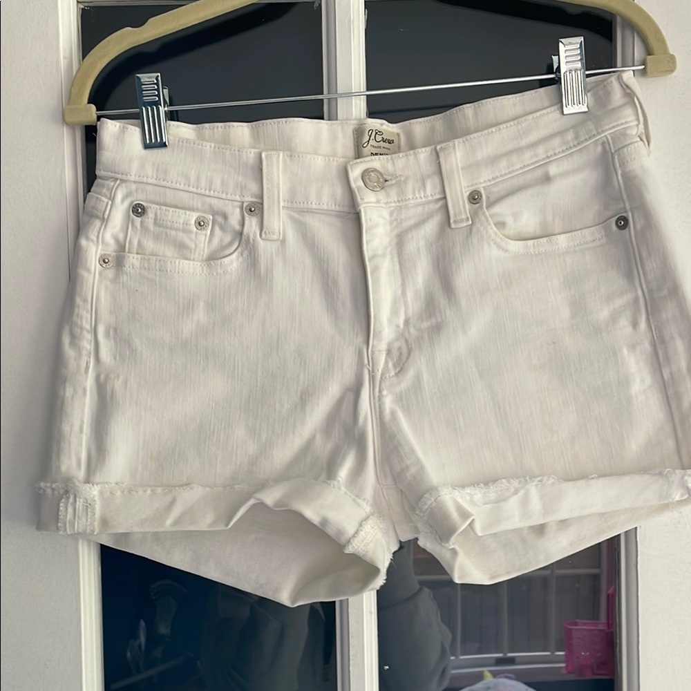 J. Crew White Jean Shorts Mid-Thigh Cutoff